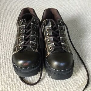 Lace-Up Chunky Leather Sneakers in Dark Brown